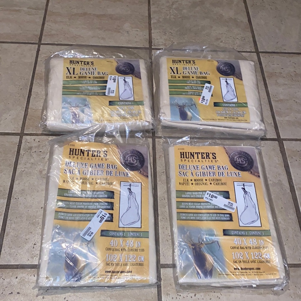 NWT - hunter’s specialties 4 deluxe game bags for elk, moose or caribou hunting